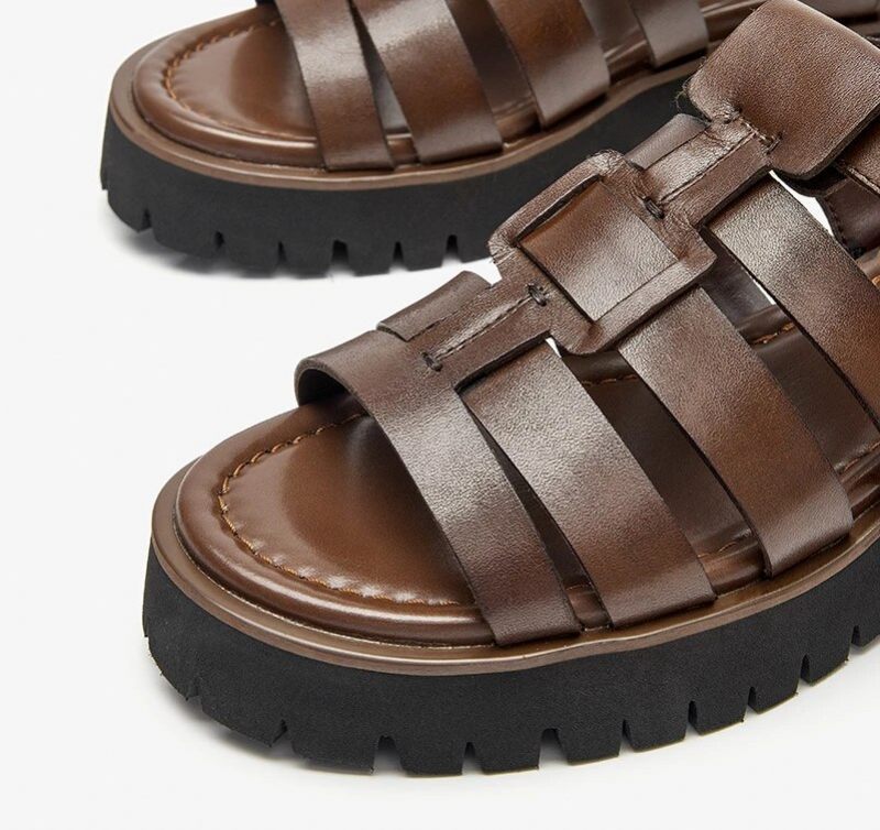 Maty Lädersandal För Kvinnor - Brun