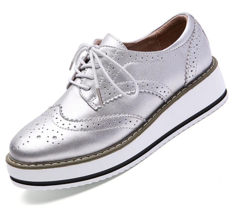 Mau Oxford Läderskor För Kvinnor - Silver