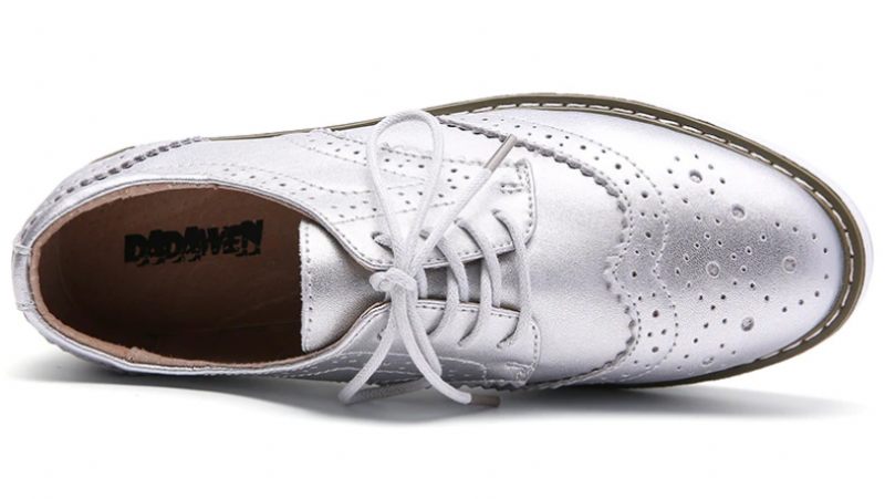 Mau Oxford Läderskor För Kvinnor - Silver