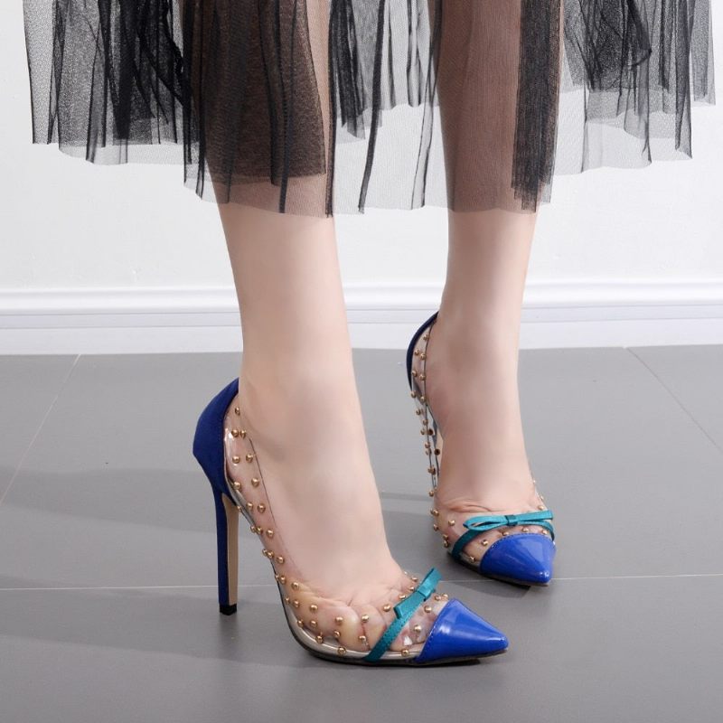 Maya Dam Nit Dubbade Transparent Pumps Skor - Blå