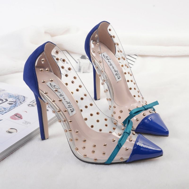 Maya Dam Nit Dubbade Transparent Pumps Skor - Blå