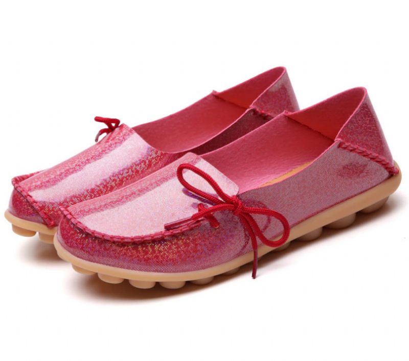 Mechi Dam Loafer Patent Flat Slip-on Skor - Svart