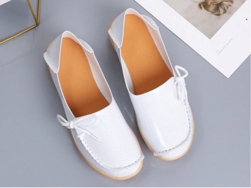Mechi Dam Loafer Patent Flat Slip-on Skor - Svart