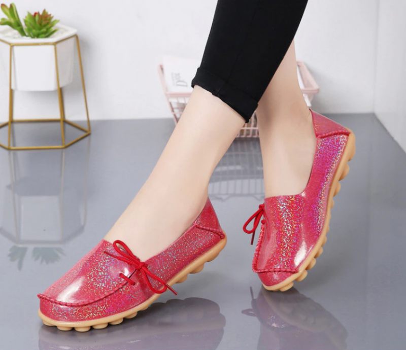 Mechi Dam Loafer Patent Flat Slip-on Skor - Svart