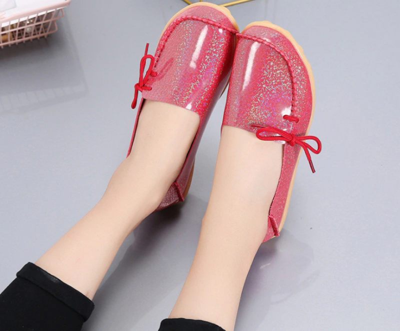 Mechi Dam Loafer Patent Flat Slip-on Skor - Svart