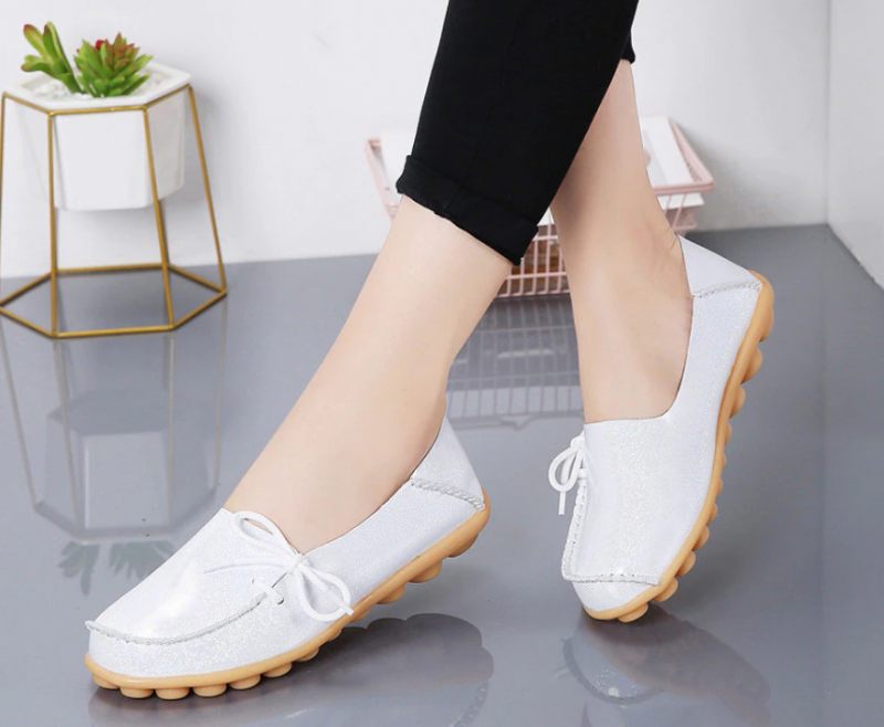 Mechi Dam Loafer Patent Flat Slip-on Skor - Svart