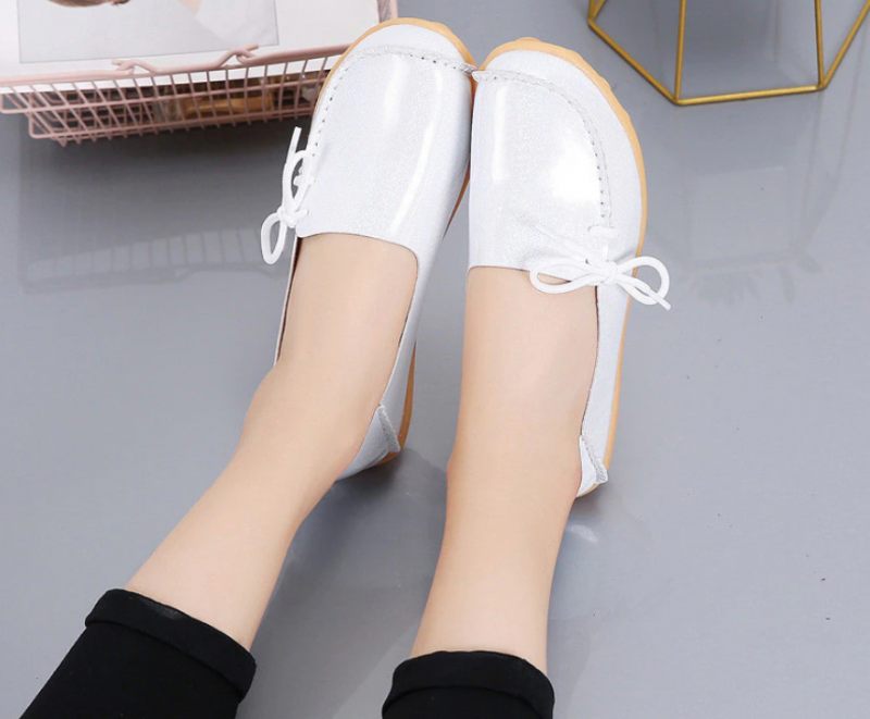 Mechi Dam Loafer Patent Flat Slip-on Skor - Svart