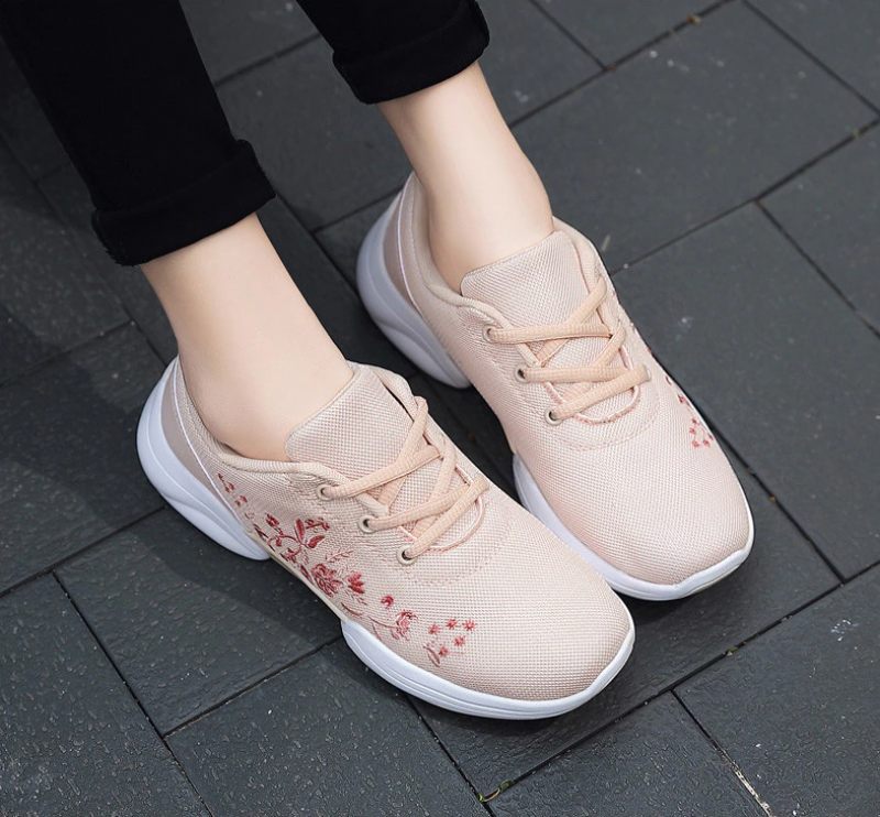 Mehdi Sneaker Dam Bekväma Andas Platta Snörningsskor - Rosa