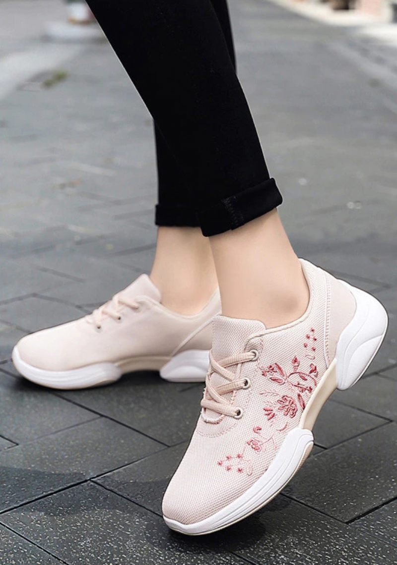 Mehdi Sneaker Dam Bekväma Andas Platta Snörningsskor - Rosa