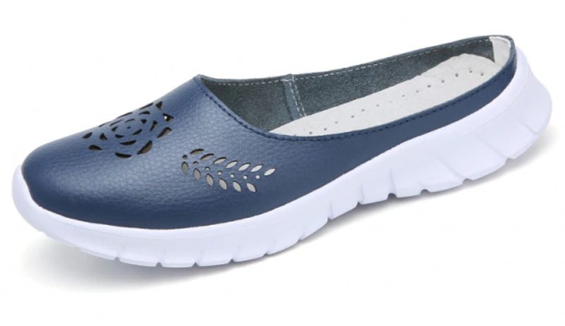 Merly Kvinnors Äkta Läder Sommar Platta Flip-flops Skor - Röd