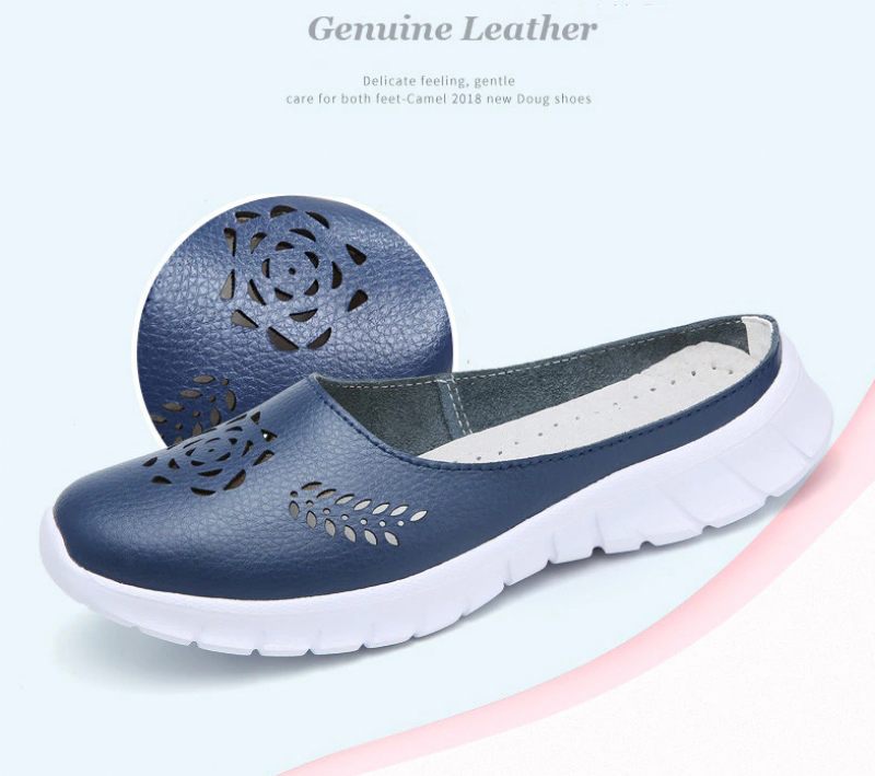 Merly Kvinnors Äkta Läder Sommar Platta Flip-flops Skor - Röd