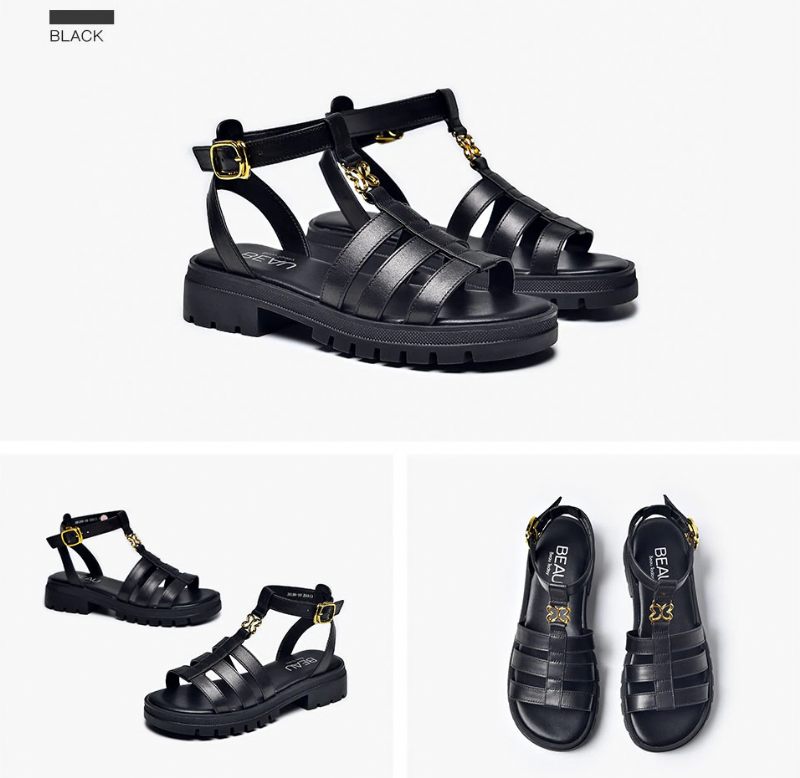 Milena Lädersandal För Kvinnor - Svart