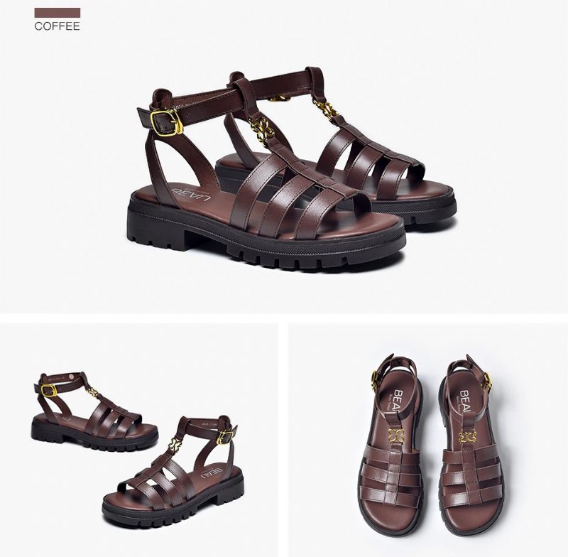 Milena Lädersandal För Kvinnor - Svart
