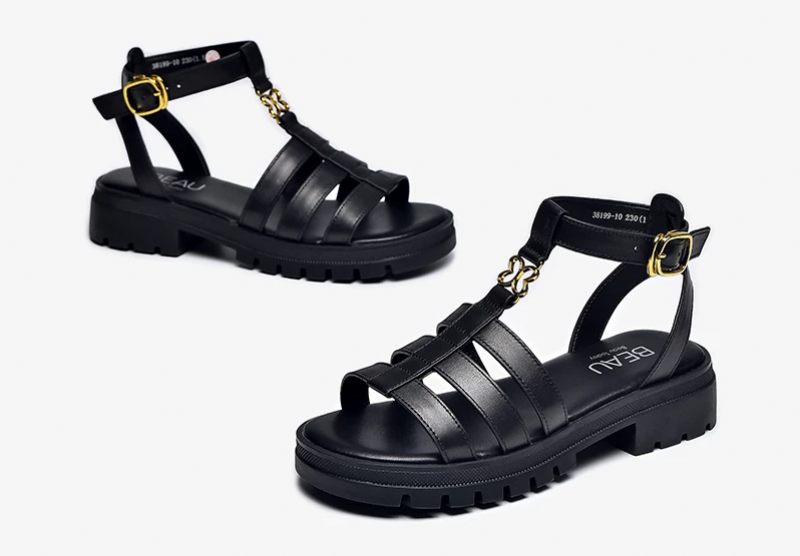 Milena Lädersandal För Kvinnor - Svart