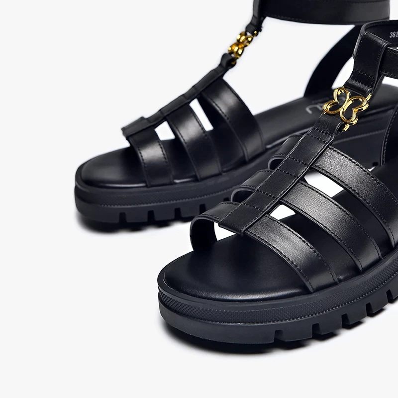 Milena Lädersandal För Kvinnor - Svart