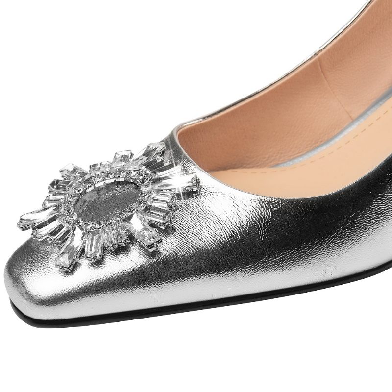 Mirtha Dammode Square Toe Pumps - Silver