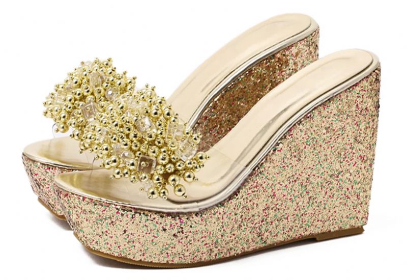 Nadia Sandal Med Kilar För Kvinnor - Guld