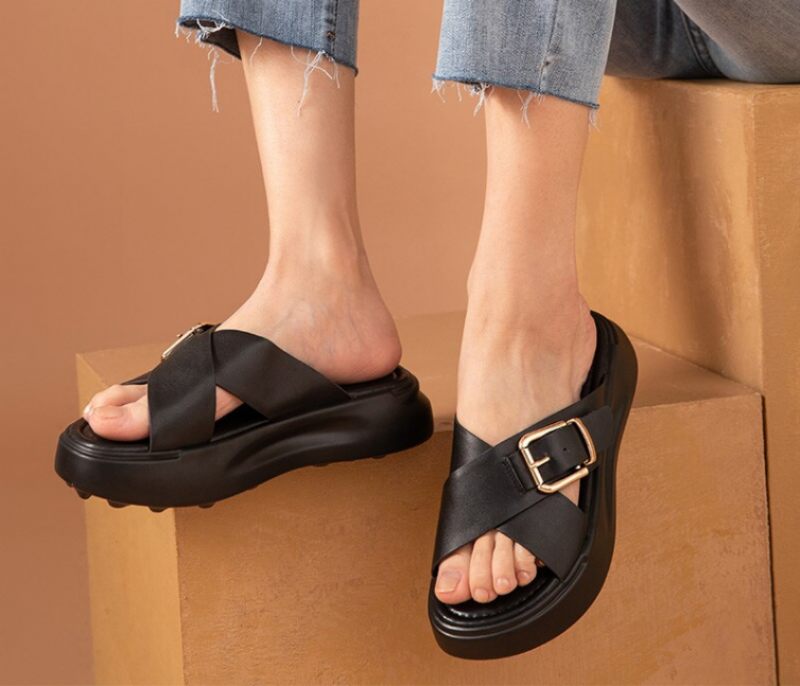 Namoi Damsandaler Slipper Läder - Svart