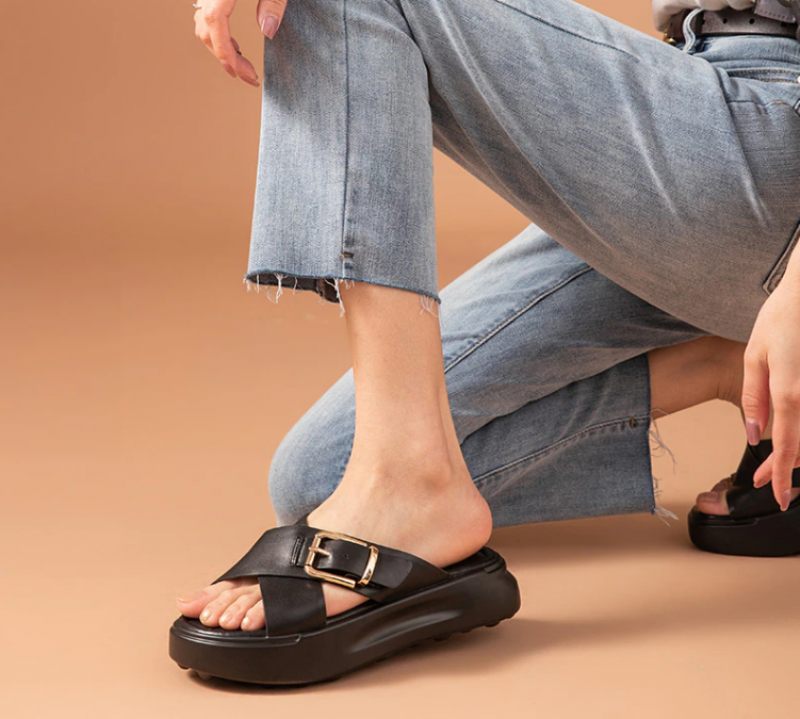 Namoi Damsandaler Slipper Läder - Svart