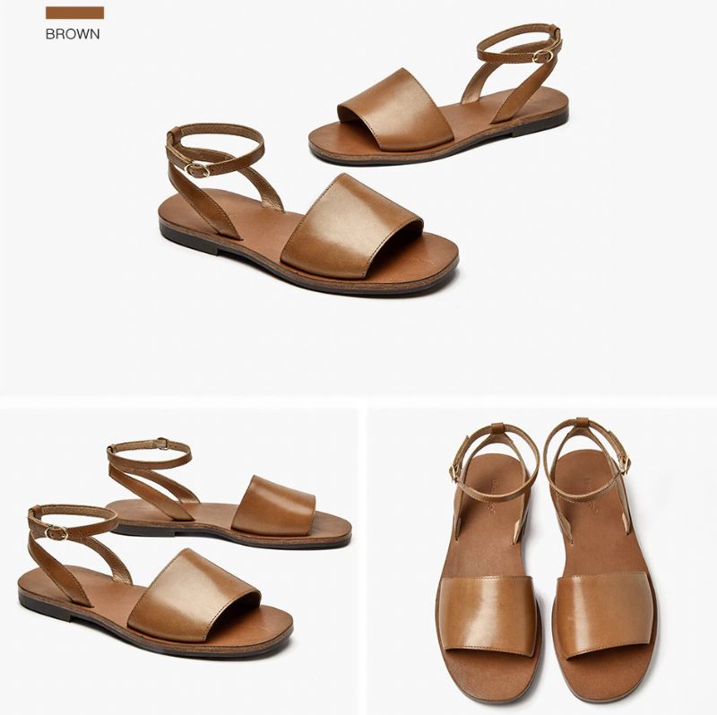 Natalia Designersandal I Läder För Kvinnor - Brun