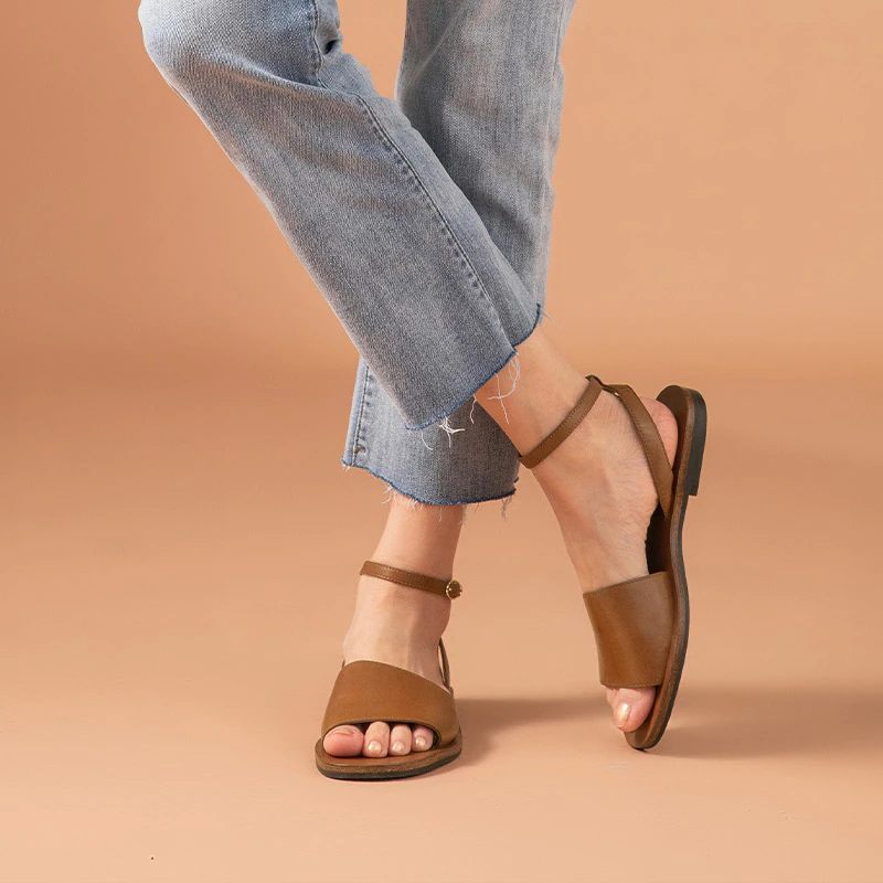 Natalia Designersandal I Läder För Kvinnor - Brun