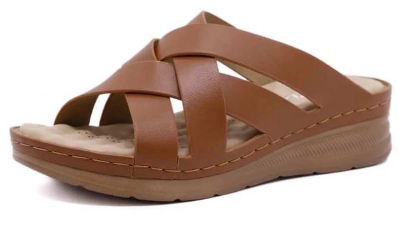 Naty Kvinnors Halkfria Summer Wedge Sandal - Brun
