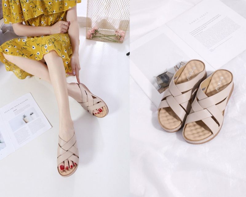 Naty Kvinnors Halkfria Summer Wedge Sandal - Brun