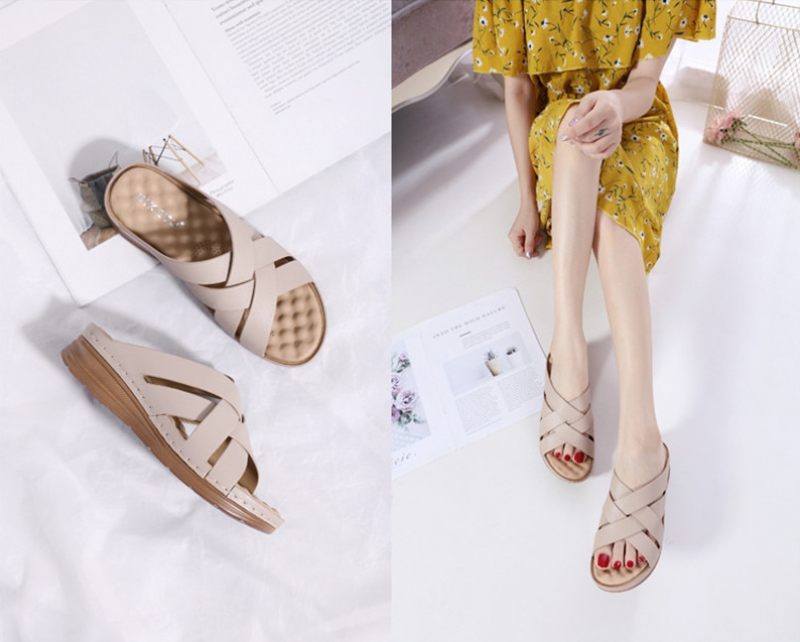 Naty Kvinnors Halkfria Summer Wedge Sandal - Brun
