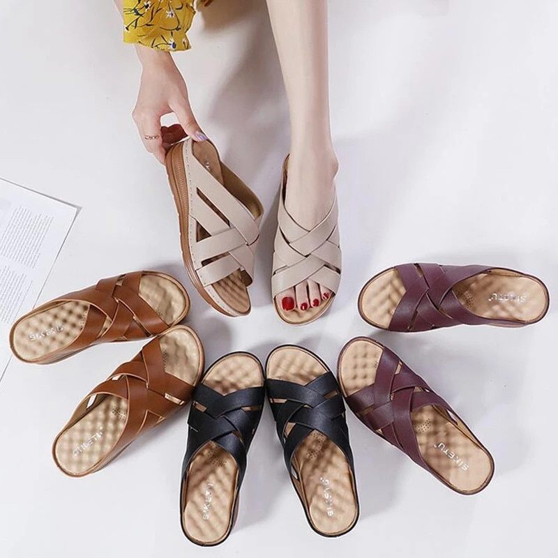 Naty Kvinnors Halkfria Summer Wedge Sandal - Brun