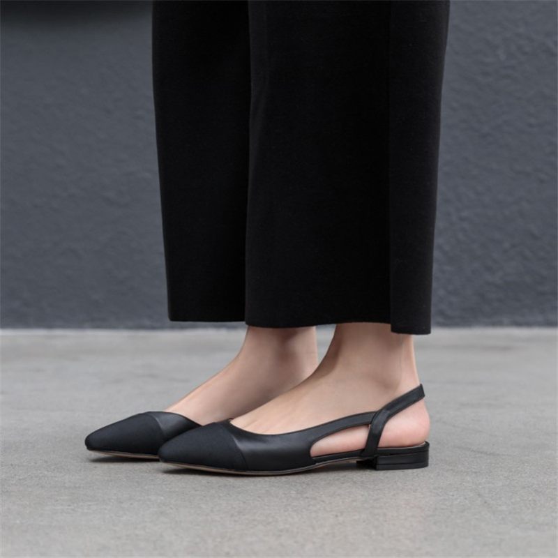 Nayi Kvinnors Square Toe Flats Pumps - Svart