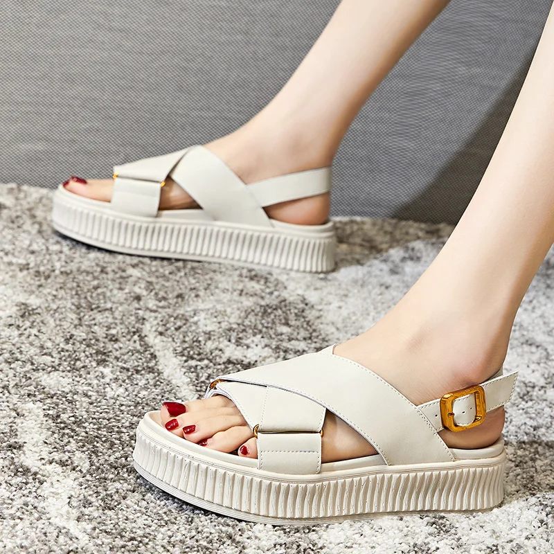 Nicole Högkvalitativ Sandal För Kvinnor - Beige