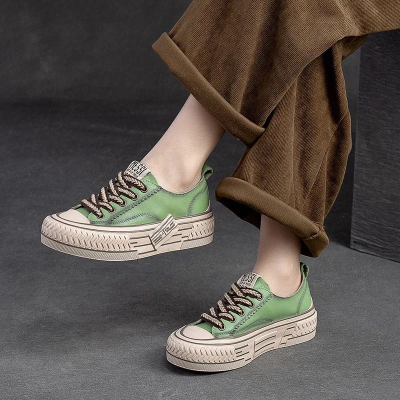 Norys Bekväma Sneakers Med Snörning För Kvinnor - Grön