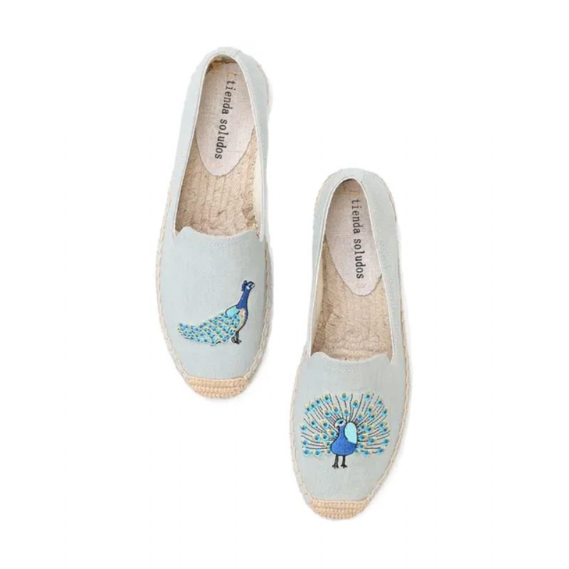 Olga Dambroderi Espadrilles - Himmelblå