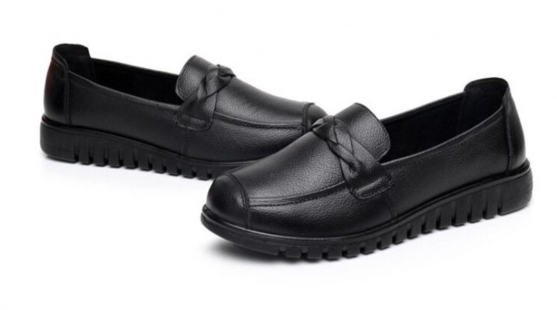 Olga Damer Casual Leather Loafer Skor - Svart