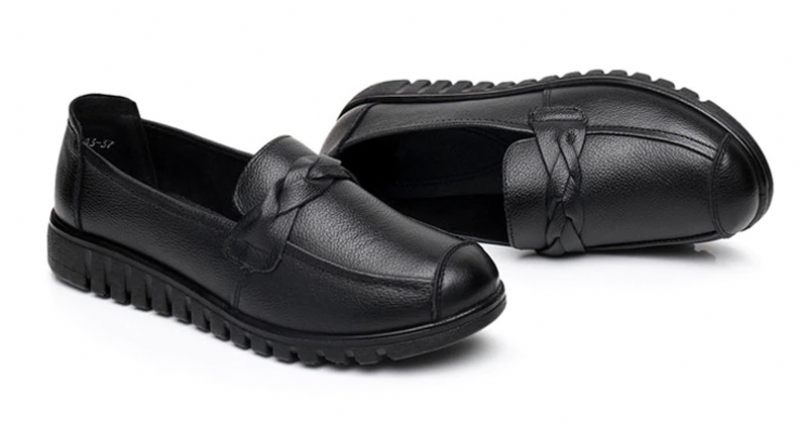 Olga Damer Casual Leather Loafer Skor - Svart