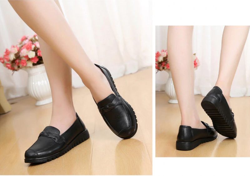 Olga Damer Casual Leather Loafer Skor - Svart