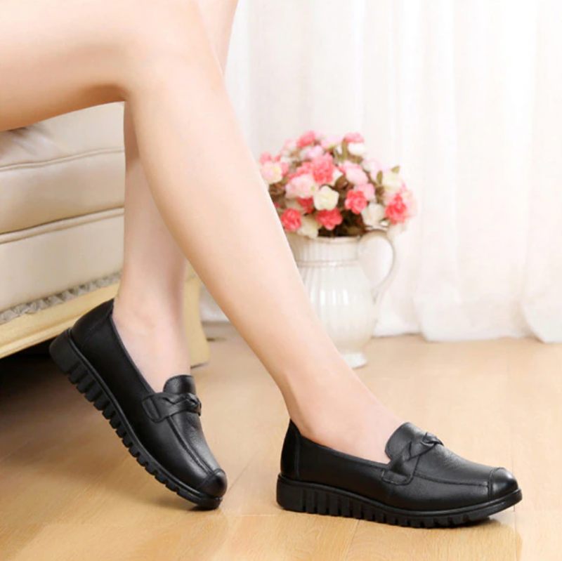 Olga Damer Casual Leather Loafer Skor - Svart