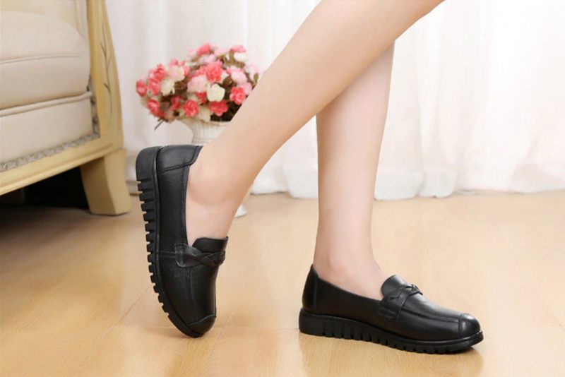 Olga Damer Casual Leather Loafer Skor - Svart