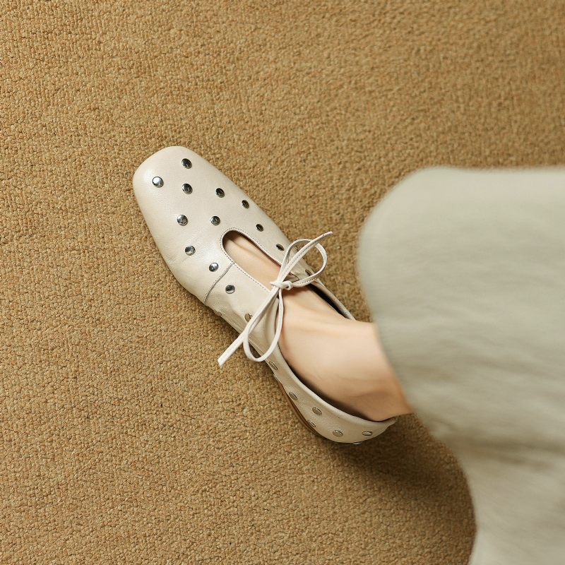 Olga Kvinnors Casual Nitar Klackar Flats - Svart