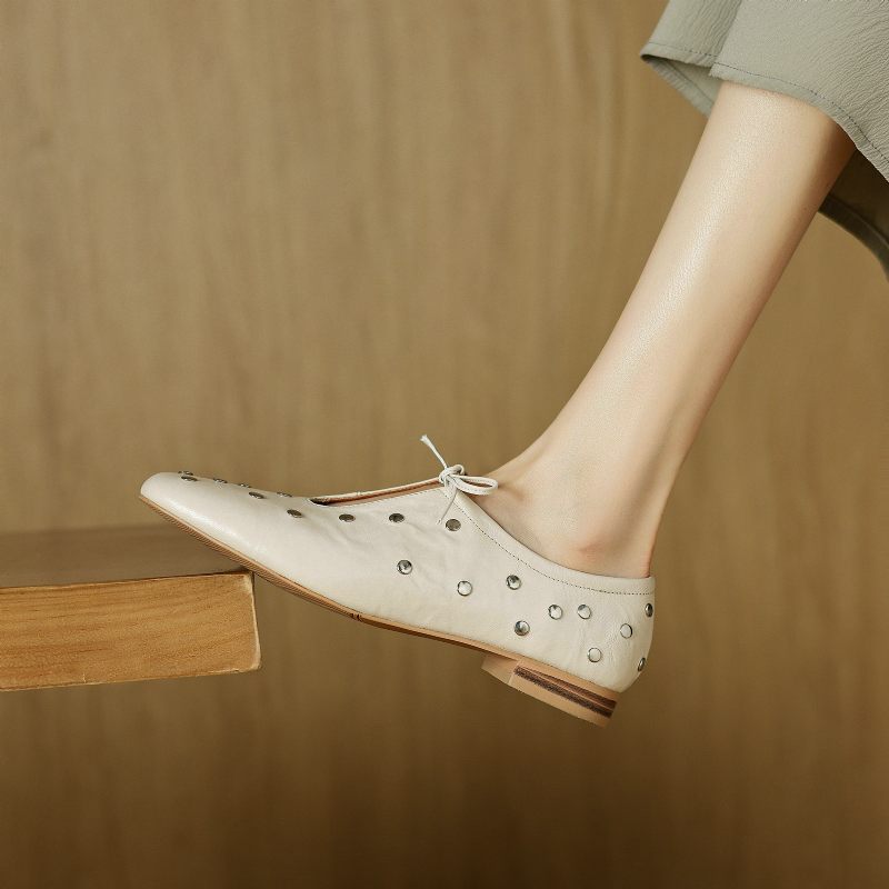 Olga Kvinnors Casual Nitar Klackar Flats - Svart