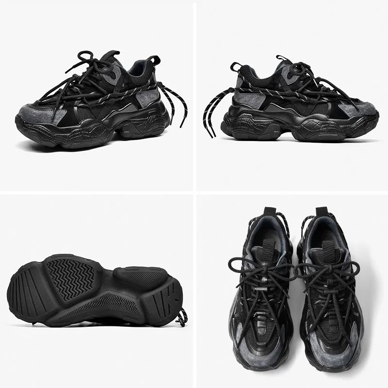 Oluche Sneakers Med Snörning För Kvinnor - Svart