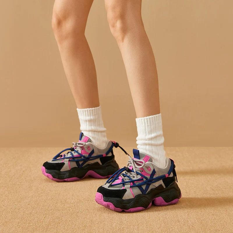 Oluche Sneakers Med Snörning För Kvinnor - Svart