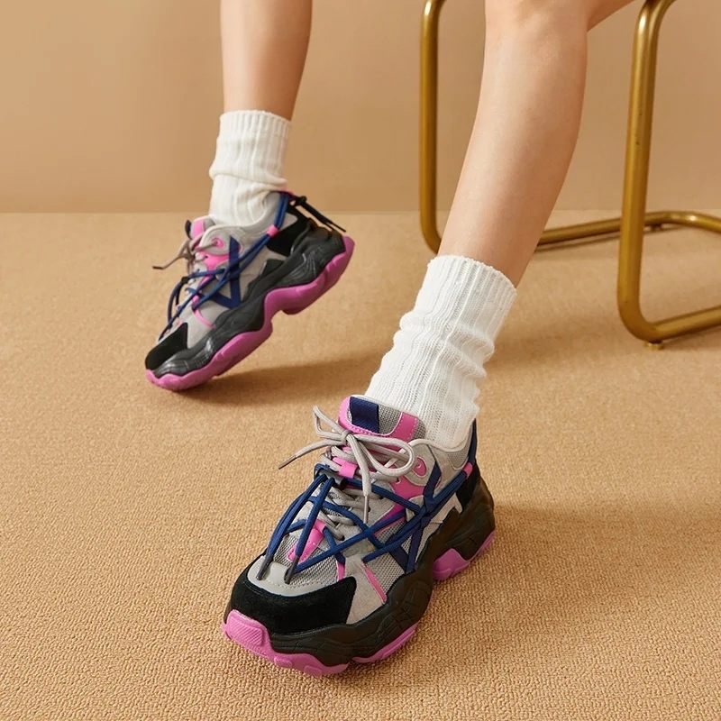 Oluche Sneakers Med Snörning För Kvinnor - Svart