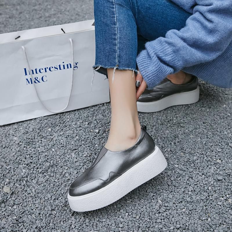 Omi Damplattform Casual Vulkaniserade Skor - Silver