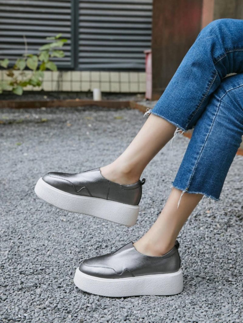 Omi Damplattform Casual Vulkaniserade Skor - Silver