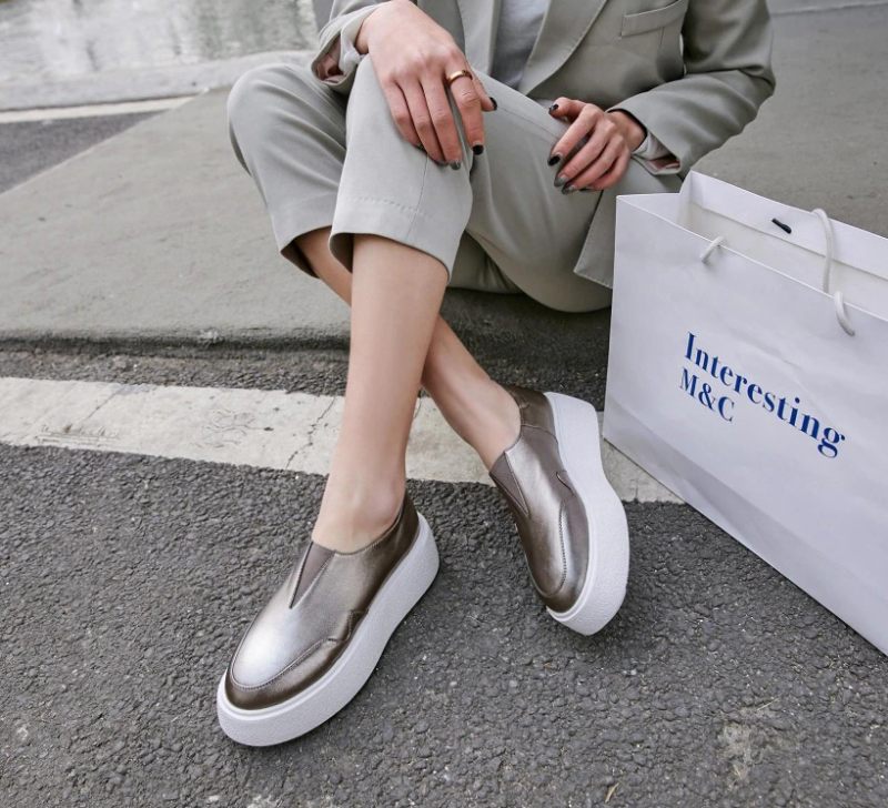 Omi Damplattform Casual Vulkaniserade Skor - Silver