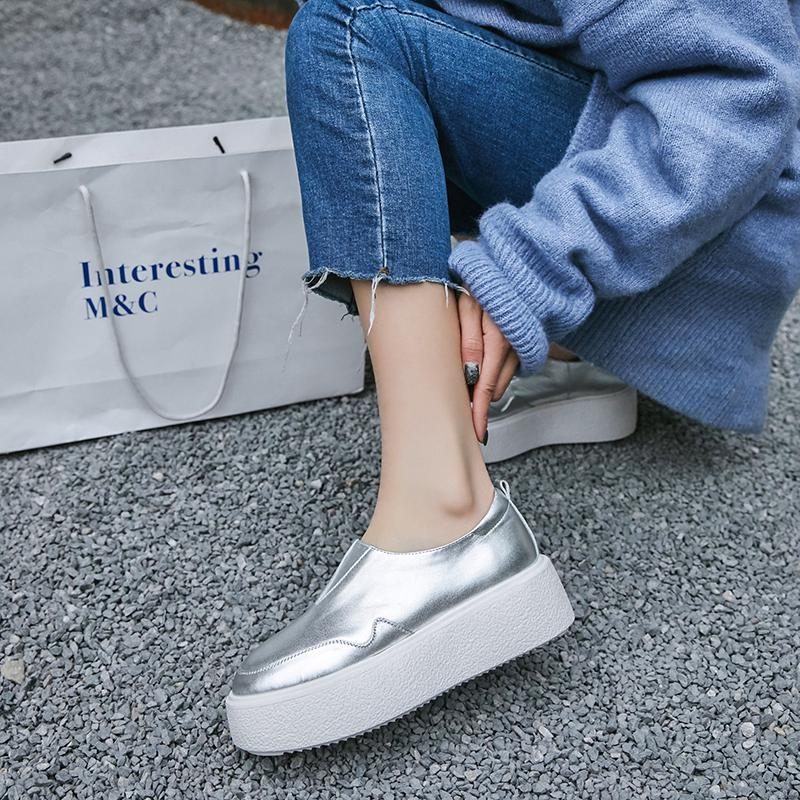 Omi Damplattform Casual Vulkaniserade Skor - Silver