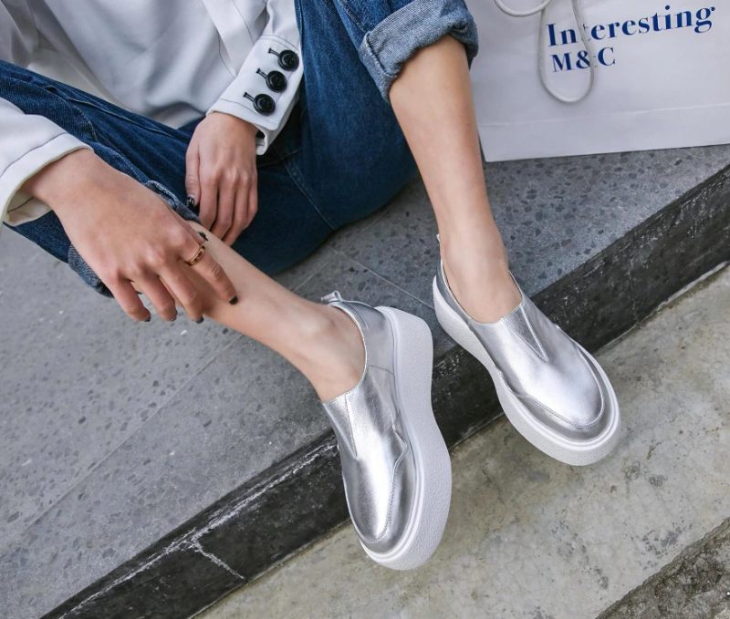 Omi Damplattform Casual Vulkaniserade Skor - Silver