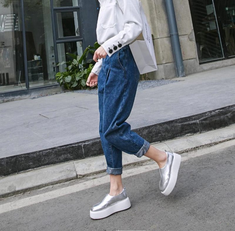 Omi Damplattform Casual Vulkaniserade Skor - Silver