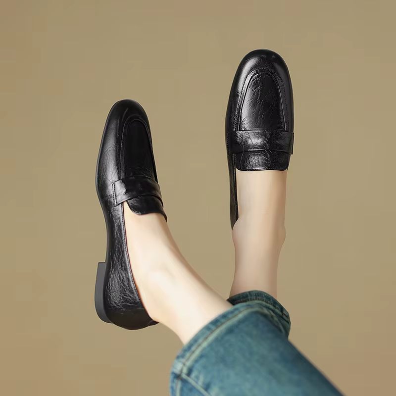 Oriana Casual Loafers I Läder För Kvinnor - Svart
